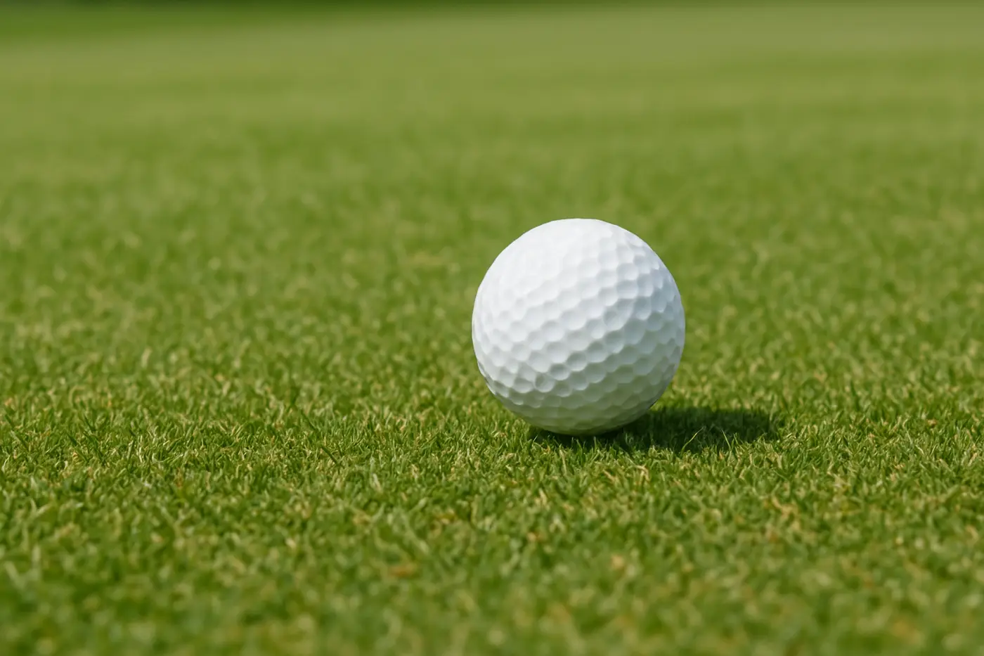 Illustration of a plain golf ball rolling on fairway grass